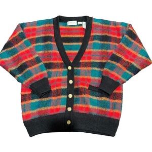 Vintage America Plaid Cardigan Sweater